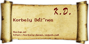 Korbely Dénes névjegykártya
