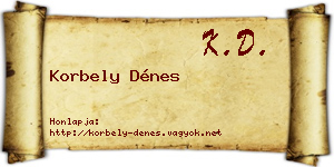 Korbely Dénes névjegykártya